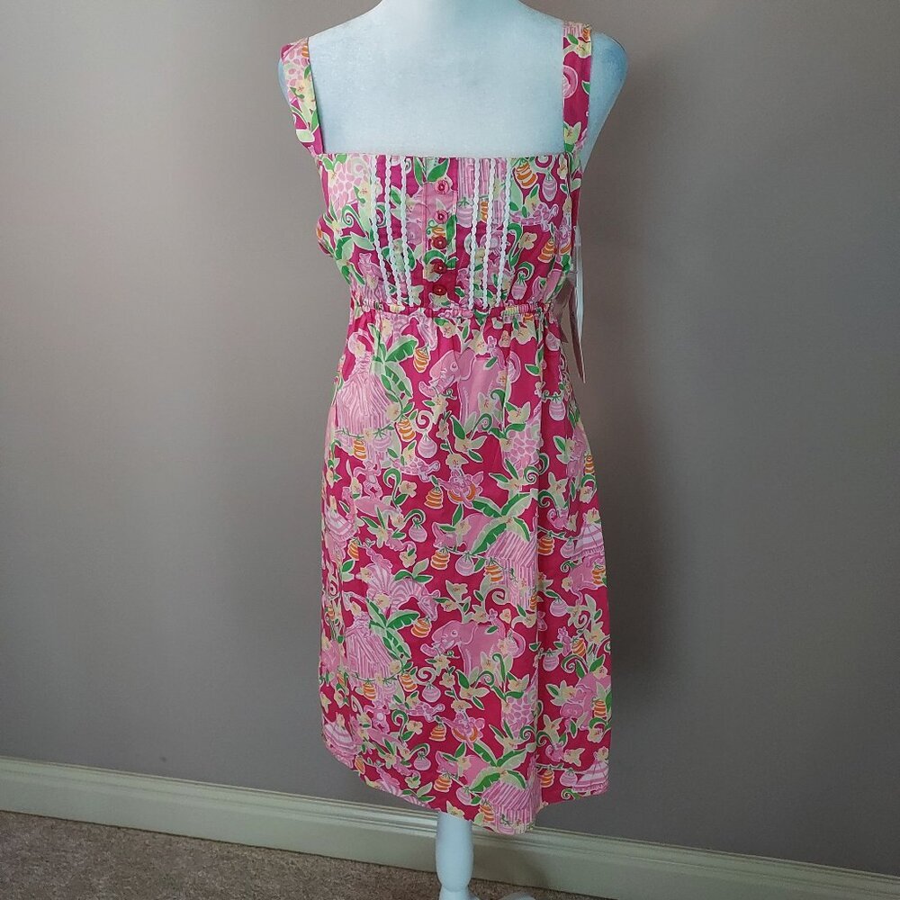 Vintage Lilly Pulitzer Y2K Umbrella Jungle Slathouse Rock Mini Dress Size 10